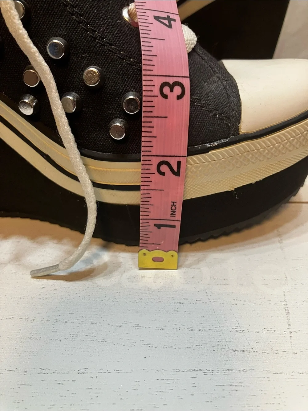 Rock & Candy Black and White Studded Wedge Sneakers
